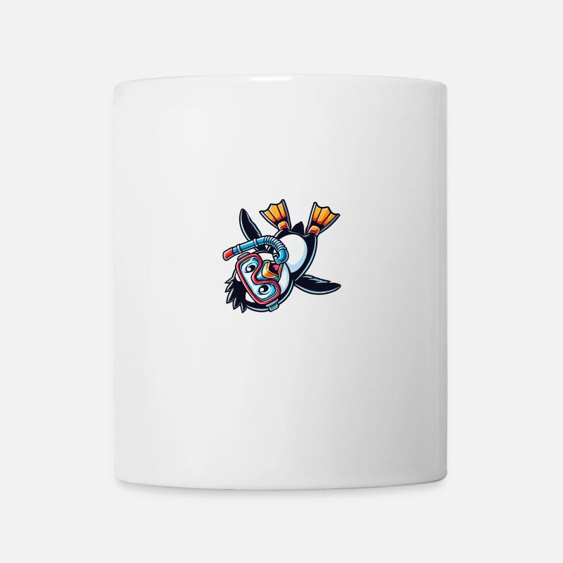 Mignon dessin animé pingouin plongeur plongée en apnée - Mug blanc - blanc