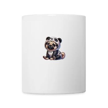 Mops Hund im Panda Kostüm Karneval Fasching - Tasse - Weiß - Vorne