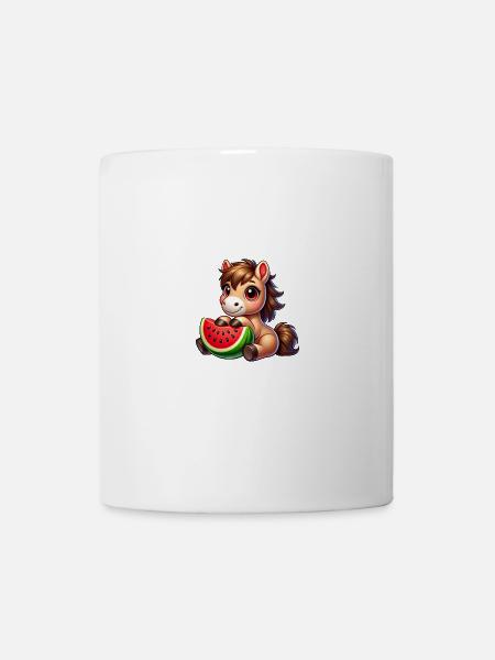 Fruchtiges Sommerpferd Wassermelone - Tasse - Weiß