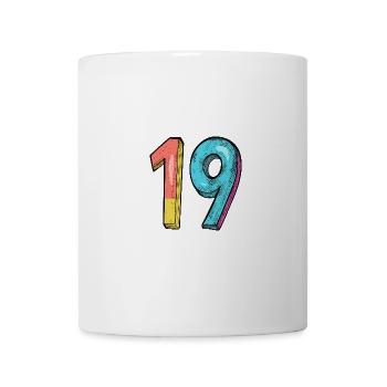 19 Zahl Comic - Tasse - Weiß - Vorne
