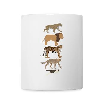 Evolution Katze Löwe Gepard Senkrecht mehrfarbig - Tasse - Weiß - Vorne