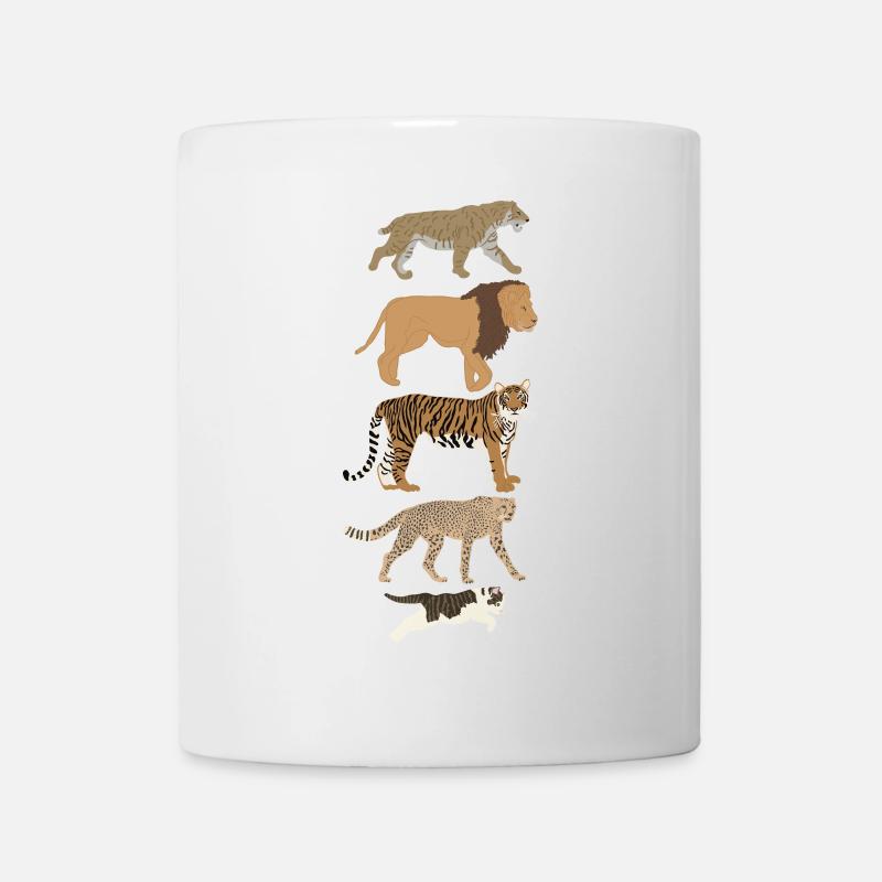 Evolution Katze Löwe Gepard Senkrecht mehrfarbig - Tasse - Weiß