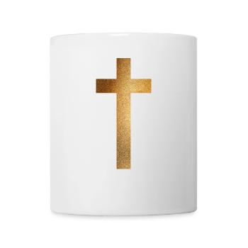 Croix d'or - Mug blanc - blanc - Devant
