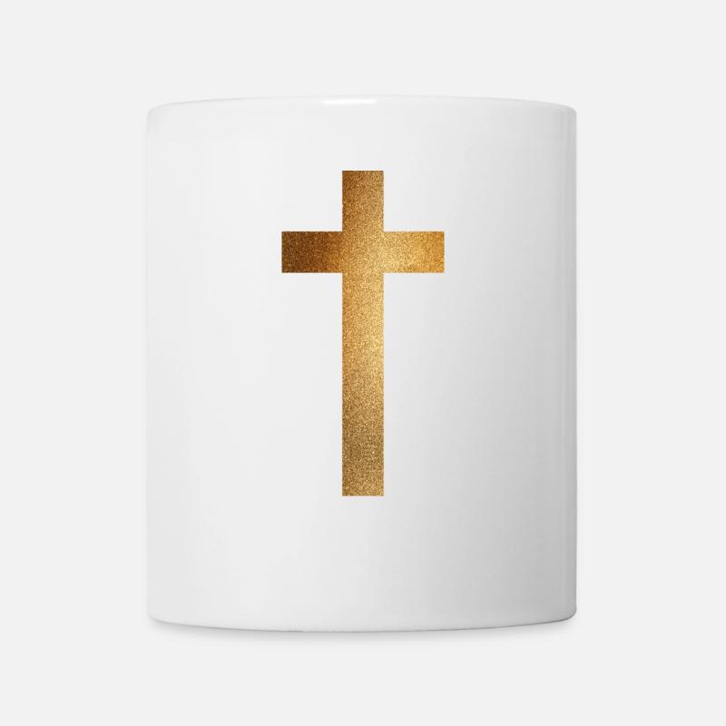 Goldenes Kreuz - Tasse - Weiß