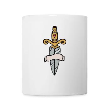 Traditionnelle couteau à épée tatouage avec bannière - Mug blanc - blanc - Devant