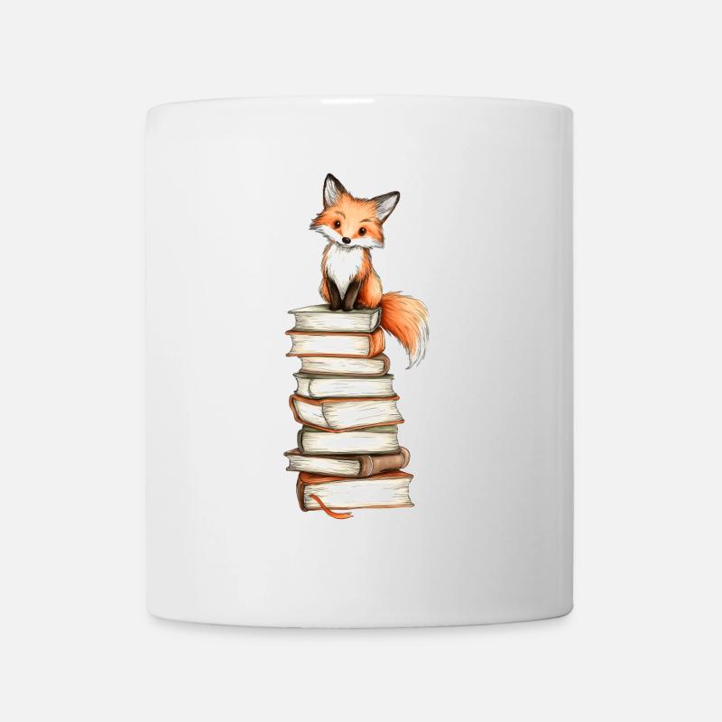 Renard sur pile de livres - Mug blanc - blanc