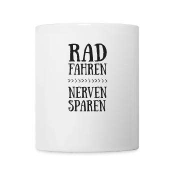 Lustiger Spruch Rad fahren Nerven sparen - Tasse - Weiß - Vorne