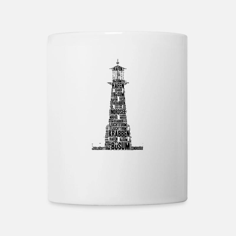 Büsumer Leuchtturm als Wortwolke - Tasse - Weiß