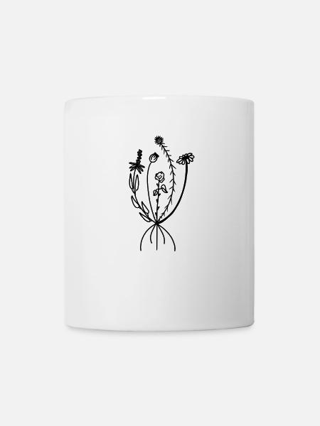 Akzent Blumen/ fine line - Tasse - Weiß