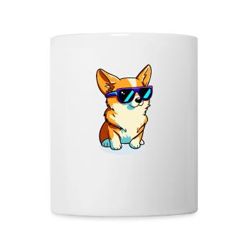 Corgi Dog Sunglasses Manga Cartoon Drawn - Mug - white - Front