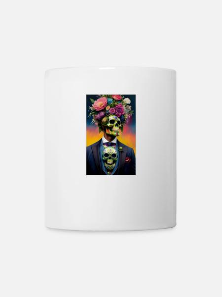 ARTWORK Flower Skull - Tasse - Weiß