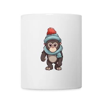 Cute gorilla in festive winter look! - Mug - white - Front