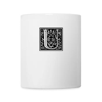 Lettre florale U - lettres / autocollants individuels - Mug blanc - blanc - Devant