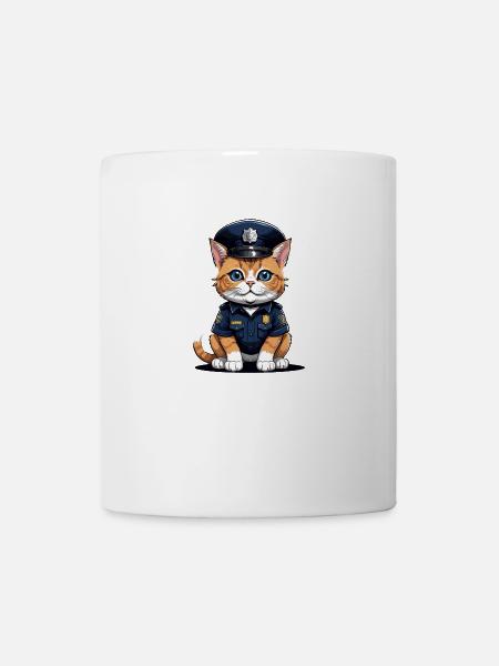 Katzen Polizist Cat Cop Geschenk Polizei - Tasse - Weiß