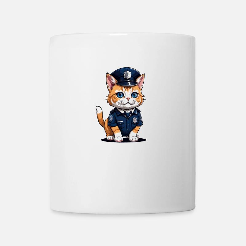 Katzen Polizist Cat Cop Geschenk Polizei - Tasse - Weiß