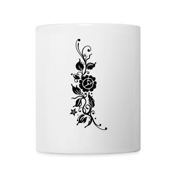 Roses with filigree ornament and leaves, in love - Mug - white - Front