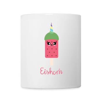 Eishorn Erbeere Eis Einhorn Sommer und gute Laune! - Tasse - Weiß - Vorne
