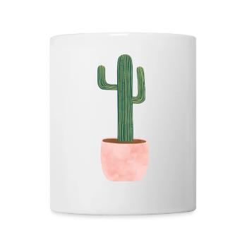 Kaktus im Blumentopf - gross - Tasse - Weiß - Vorne