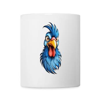 Ein blau-gefiederter Hahn - Tasse - Weiß - Vorne