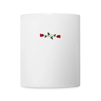 Engel mit Rosen und Kreuz auf dem Hintergrund des Textes - Tasse - Weiß - Vorne