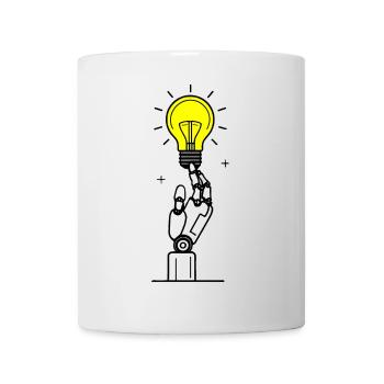 Robot Hand with Yellow Light Bulb Inspiration - Mug - white - Front