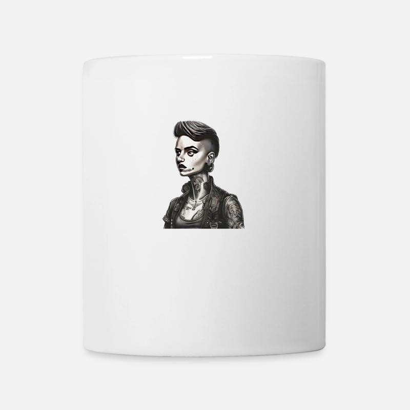 Piercing féministe aux cheveux courts - Mug blanc - blanc