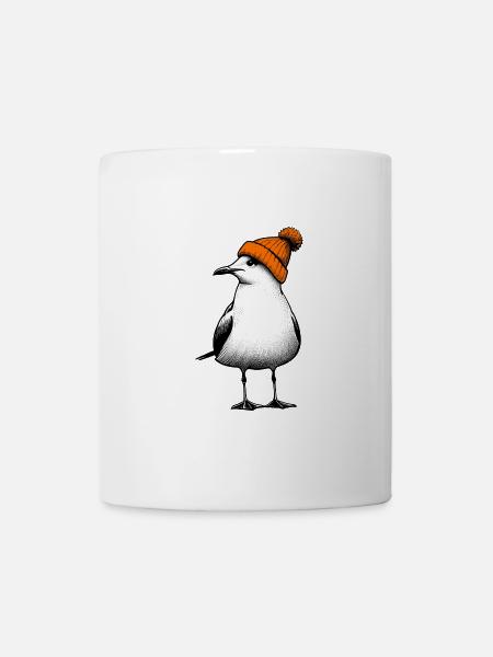 Nordsee Hafen Moin Möwe Mütze Beanie orange - Tasse - Weiß