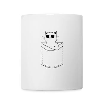 Pocket Cat mit Sonnenbrille - Tasse - Weiß - Vorne
