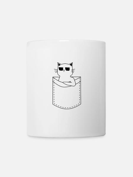Pocket Cat mit Sonnenbrille - Tasse - Weiß