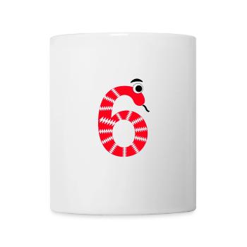 Zahl 6 Schlange rot Kinder - Tasse - Weiß - Vorne