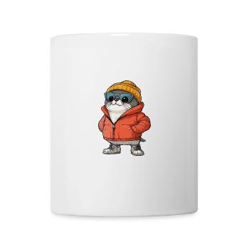 Robbe Tier Winter Comic - Tasse - Weiß - Vorne