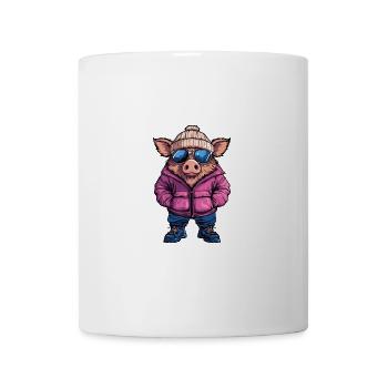 Schwein Winter Comic Wildschwein - Tasse - Weiß - Vorne