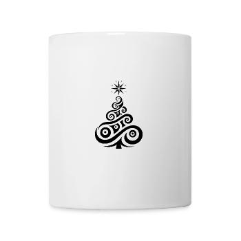 Stylish abstract Christmas tree with star - Mug - white - Front