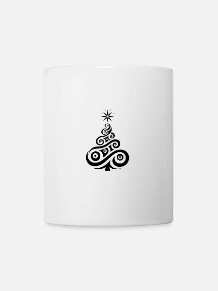 Stilvoller, abstrakter Weihnachtsbaum mit Stern - Tasse - Weiß