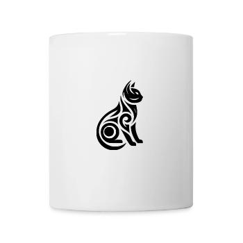Tatouage Minimaliste Line Art Chat - Mug blanc - blanc - Devant