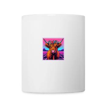 Highland Cow Retro Vaporwave Cow - Tasse - Weiß - Vorne