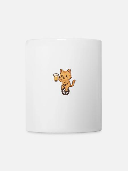 Einrad Bier Kätzchen - Tasse - Weiß