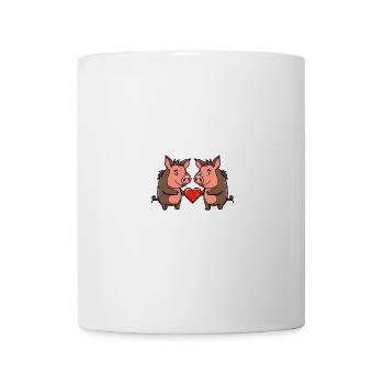 Wildschwein Paar Valentinstag - Tasse - Weiß - Vorne