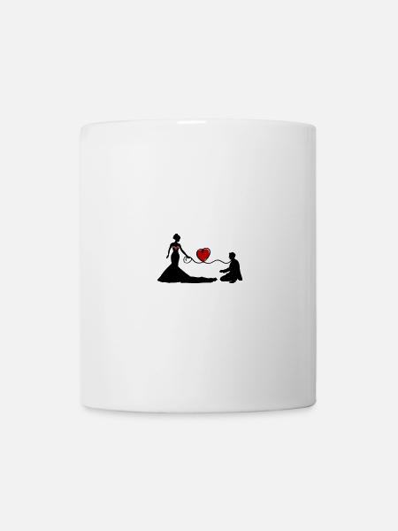 Mariage Jeunes mariés Lin Coeur - Mug blanc - blanc