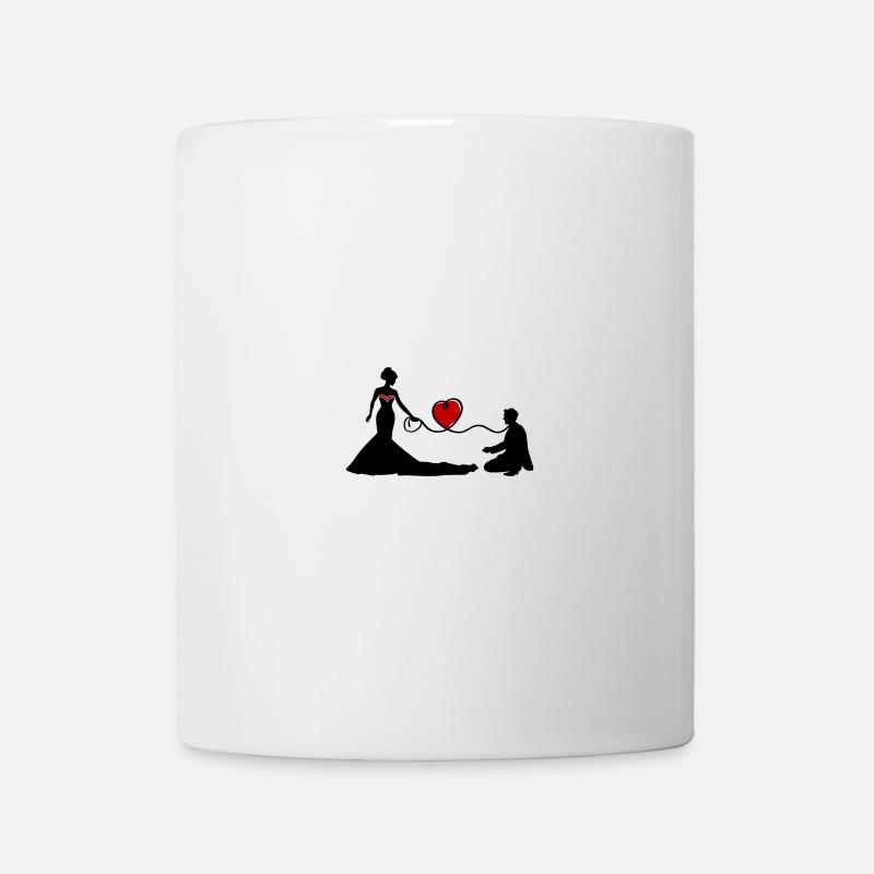 Mariage Jeunes mariés Lin Coeur - Mug blanc - blanc