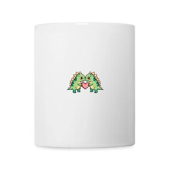 Dinosaure stégosaure couple coeur Saint-Valentin - Mug blanc - blanc - Devant