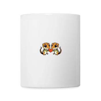 Couple de lézards amoureux Gecko Saint-Valentin - Mug blanc - blanc - Devant