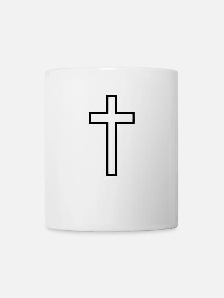 Kreuz mit Umrandung - Tasse - Weiß