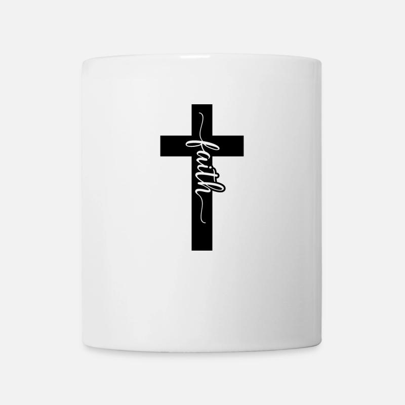 Kreuz mit Schriftzug - Tasse - Weiß