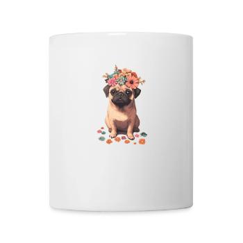 Mops mit Blumen - Tasse - Weiß - Vorne