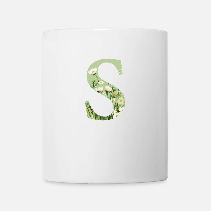 Lettre S, Monogramme, Motif Floral - Mug blanc - blanc