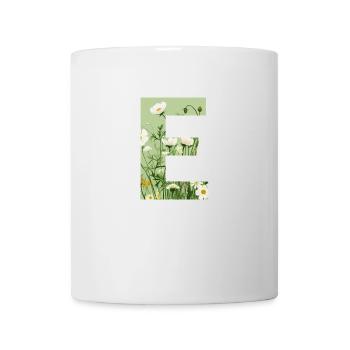 Buchstabe E, Monogramm, Blumenmuster - Tasse - Weiß - Vorne