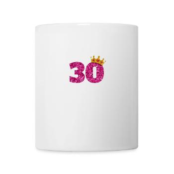 Glitter 1990 30 Jahre Geburtstag Pailletten Krone - Tasse - Weiß - Vorne