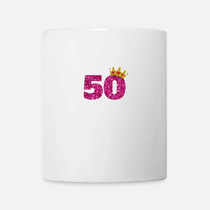 Glitter 1970's 50 years birthday sequin crown - Mug - white