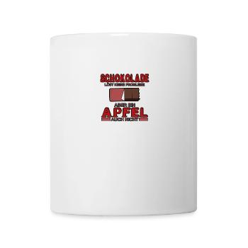 Schokolade löst keine Problem, ein Apfel auch nich - Tasse - Weiß - Vorne